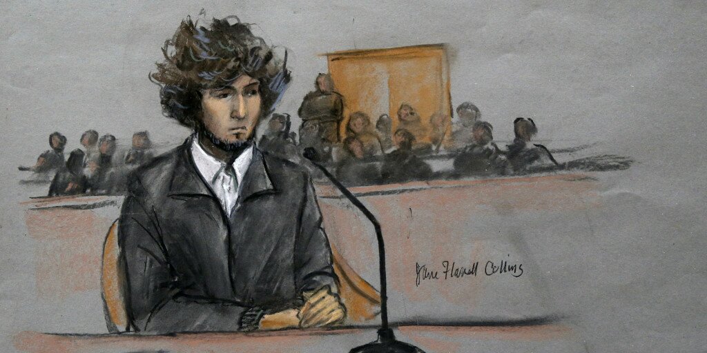 Boston bomber, Dzhokhar Tsarnaev, in court.